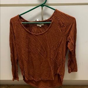 Madewell Rust Brown Scoop Neck Long Sleeve Top